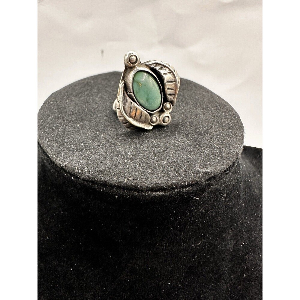Navajo Womens Ring Size 4.75 925 Silver Green Turquoise Native American Artisan